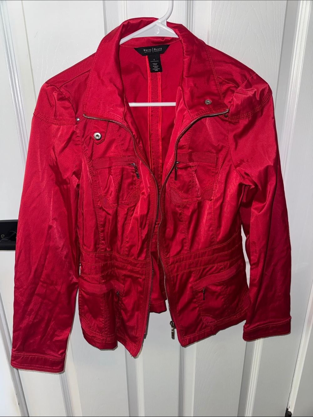 White House Black Market Red Jacket with Multiple Pockets